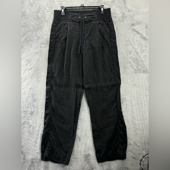 Athleta Reverie Black Linen Pants Womens Size 6 Lagenlook Loose Relaxed Casual - Picture 1 of 16